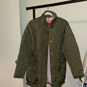 J.Cew Olive Green Quilted Snap Button Jacket